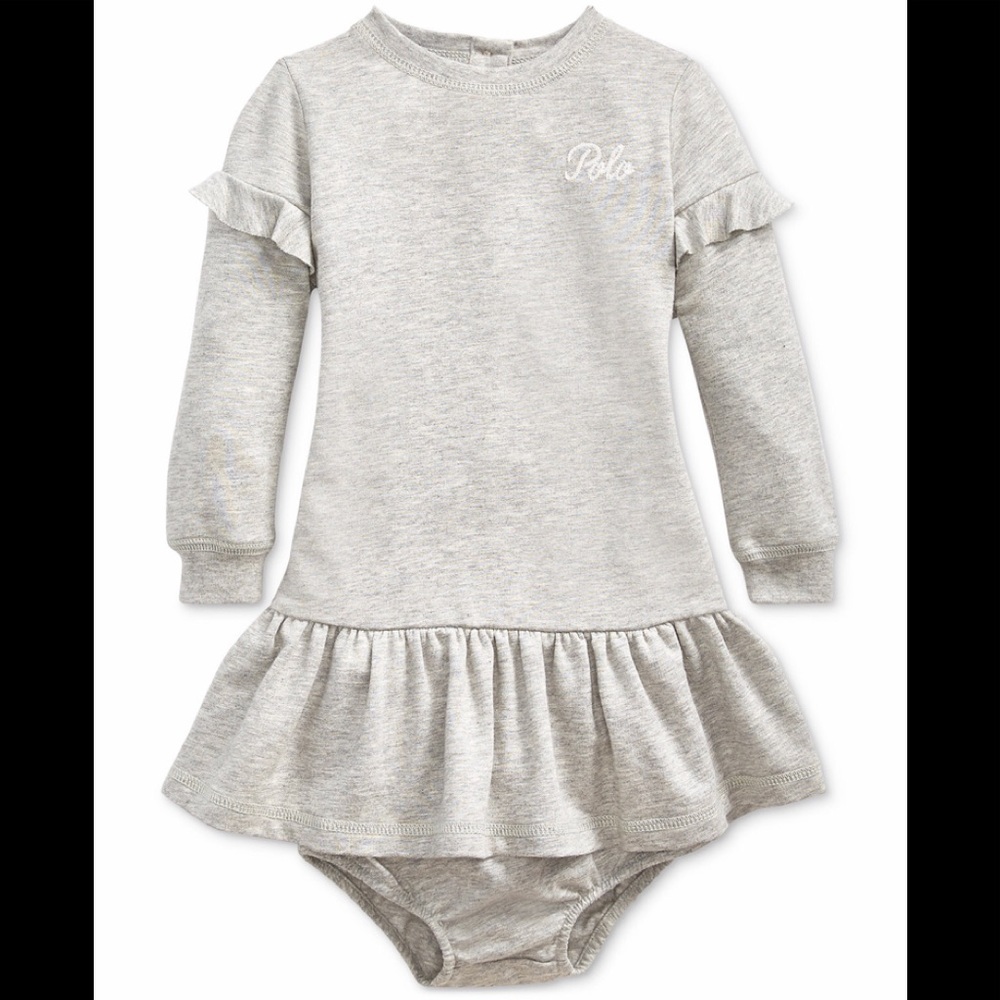 Polo Ralph Lauren Baby Girls French Terry Ruffled Long Sleeves Dress & Bottom